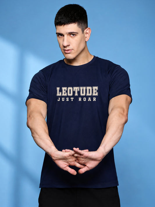 Leotude Men "Varsity" Navy Blue T-Shirt