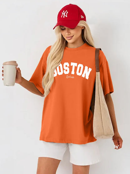 Women's Printed Oversized Tshirt Boston