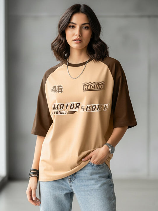 Women's Printed Oversized Tshirt Motor Sport