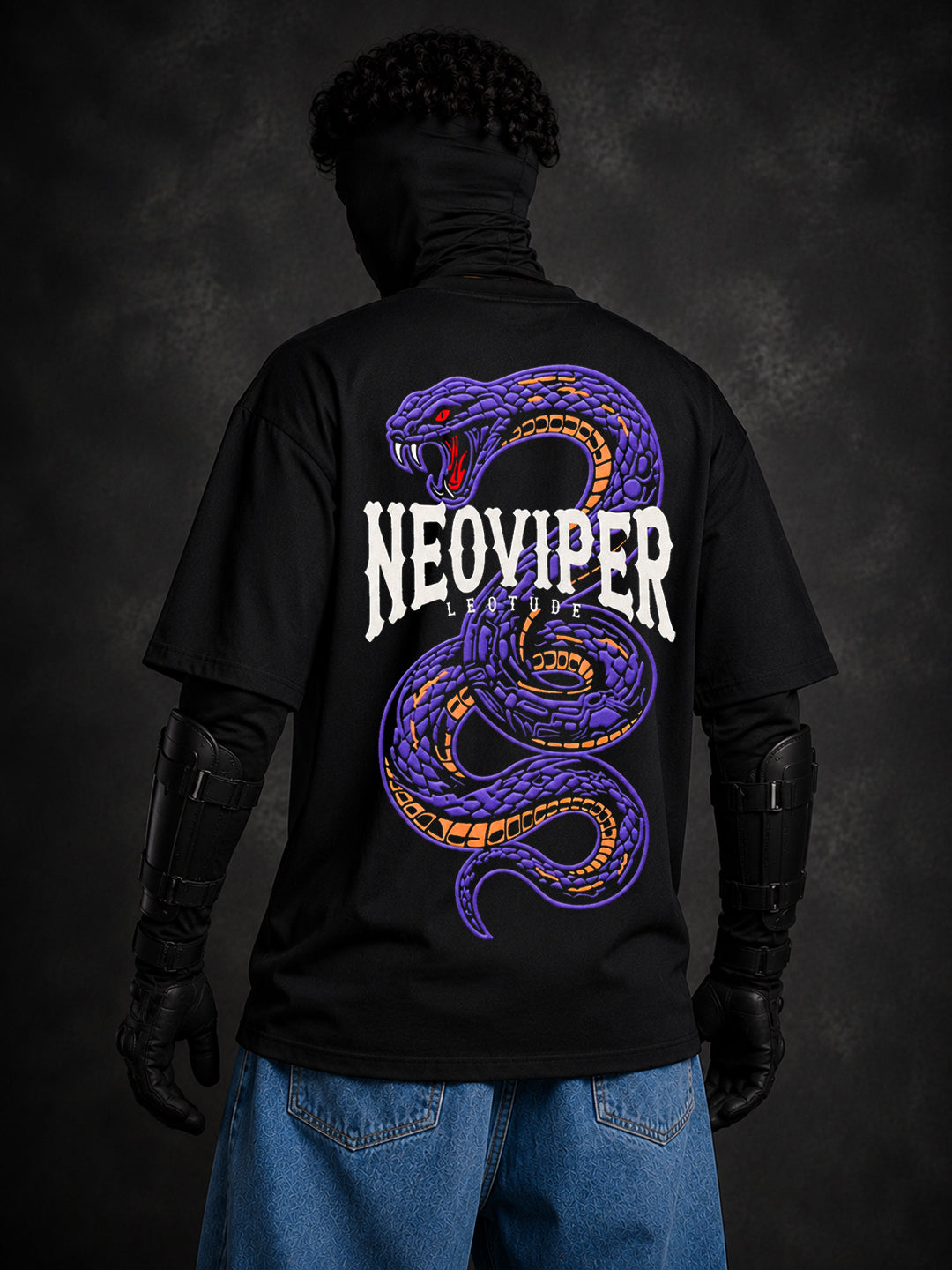 Leotude Men "Neoviper" Black Oversized T-Shirt