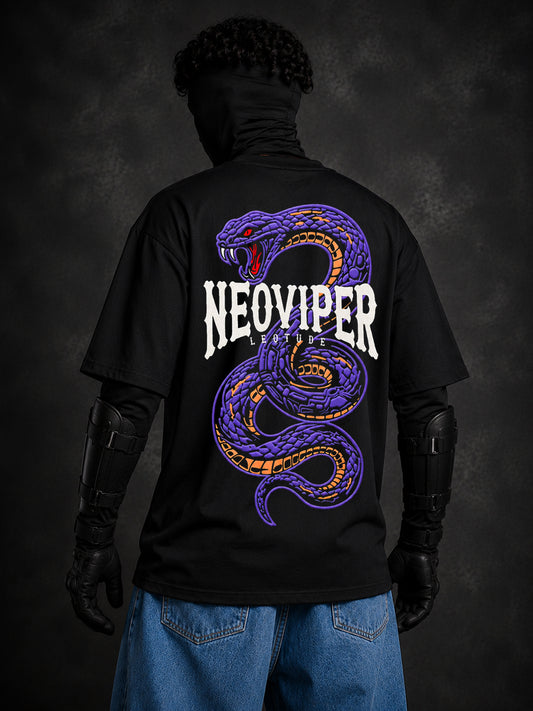 Leotude Men "Neoviper" Black Oversized T-Shirt
