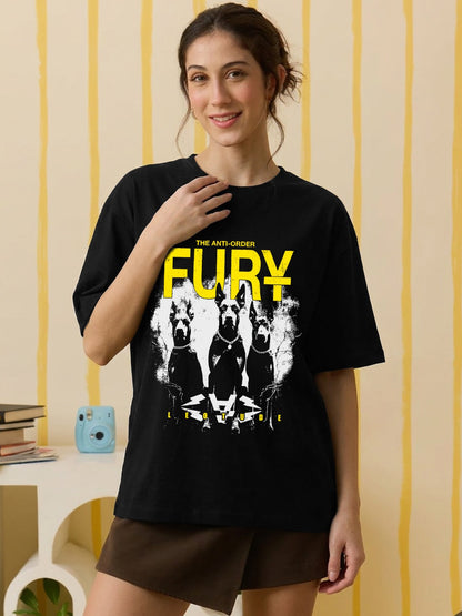 Women's Printed Oversized Tshirt Furry