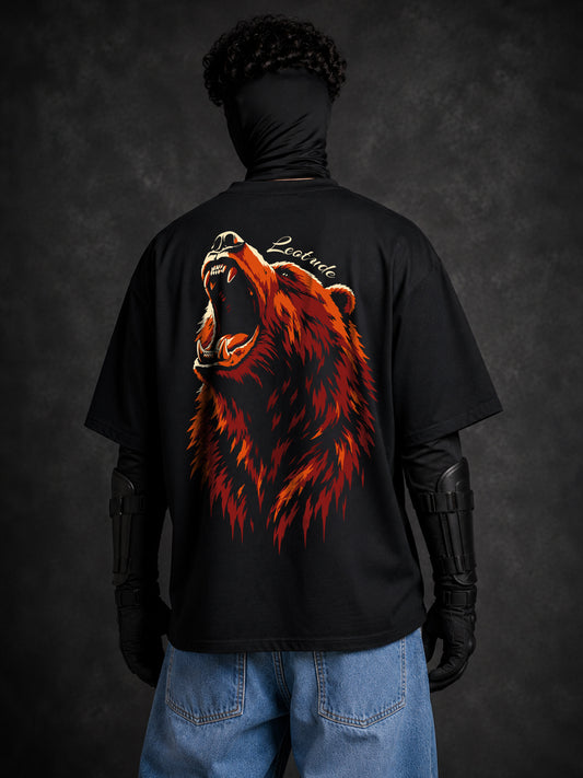 Leotude Men "Grizzly" Black Oversized T-Shirt