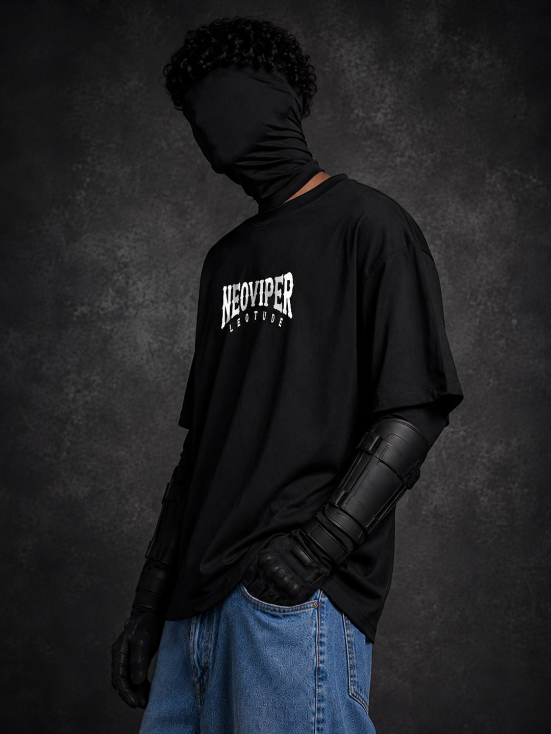 Leotude Men "Neoviper" Black Oversized T-Shirt