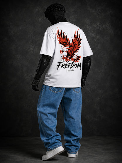 Leotude Men "Freedom" White Oversized T-Shirt