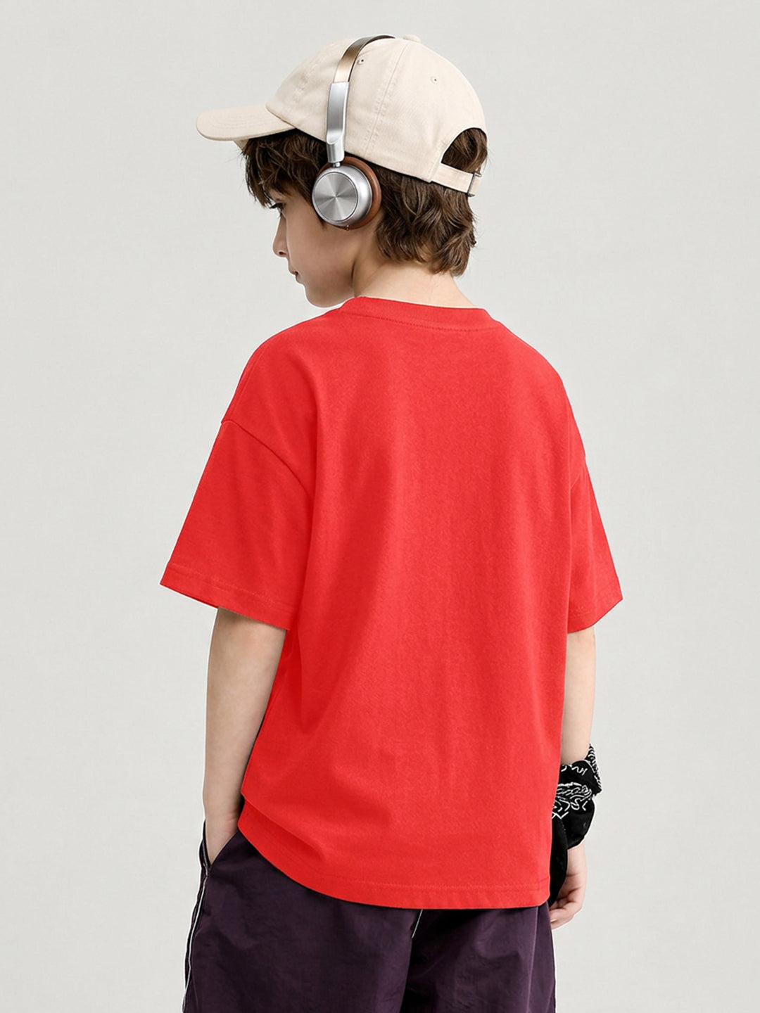 Leotude Boys "Milano" Printed Oversized T-Shirt — Red Kids Streetwear Tee
