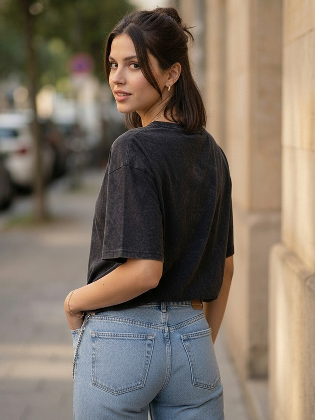Women's Printed Oversized Tshirt Acid Wash