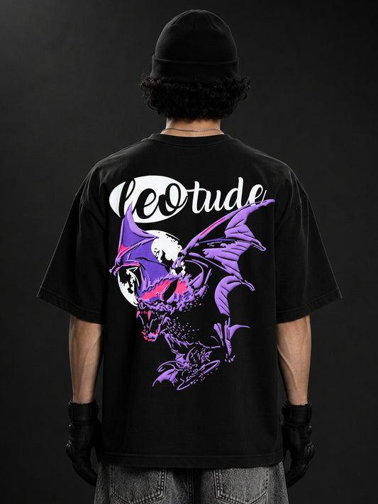 Leotude Men "Nightbat" Black Oversized T-Shirt