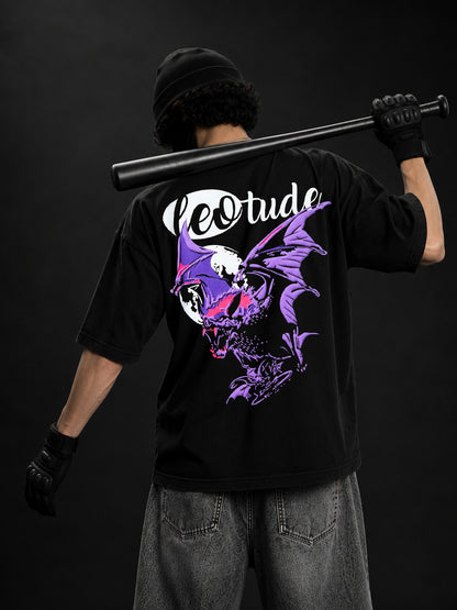 Leotude Men "Nightbat" Black Oversized T-Shirt