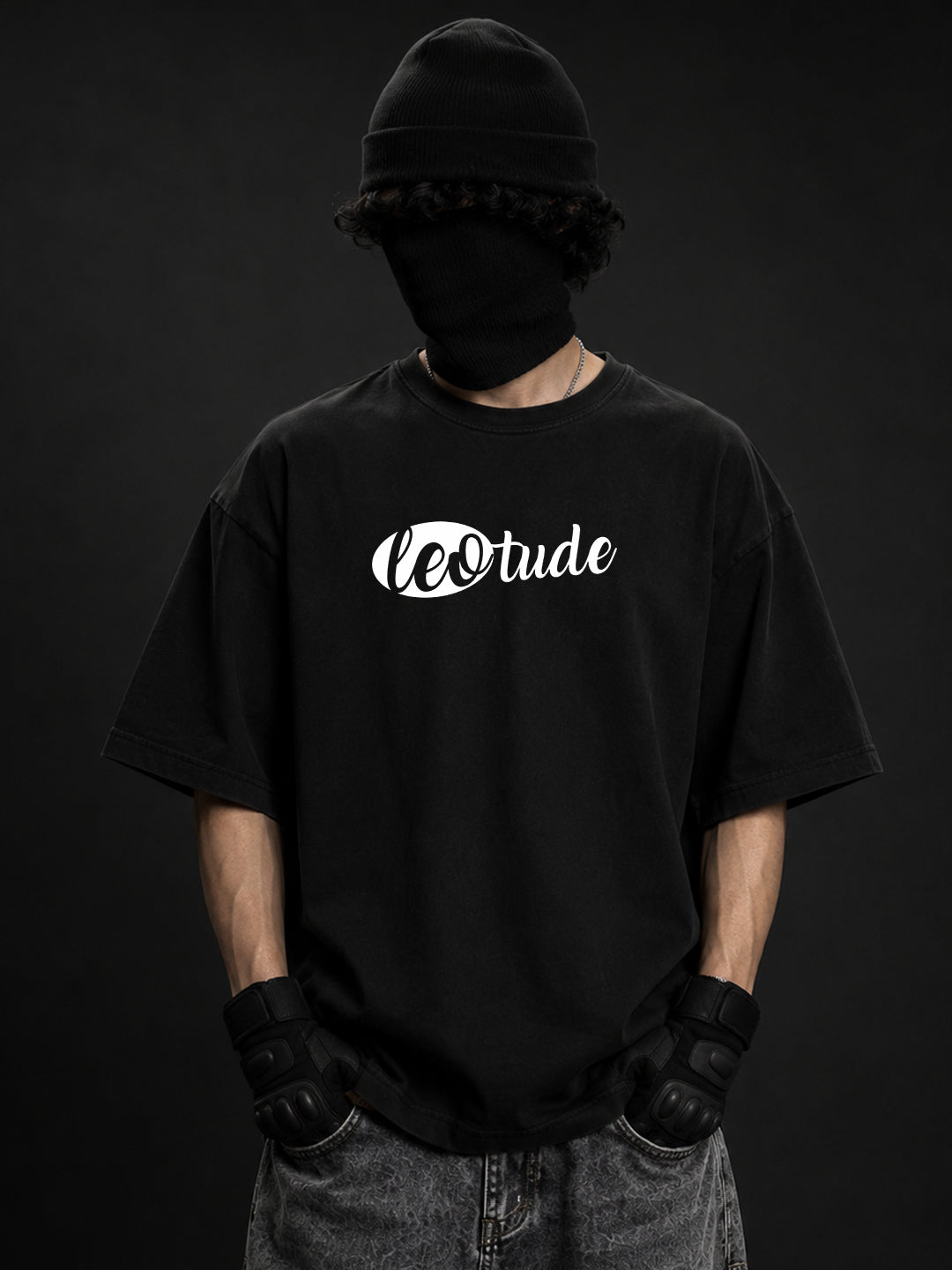 Leotude Men "Nightbat" Black Oversized T-Shirt