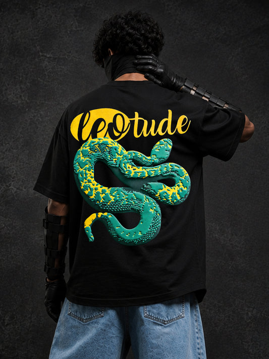 Leotude Men "Serpent" Black Oversized T-Shirt
