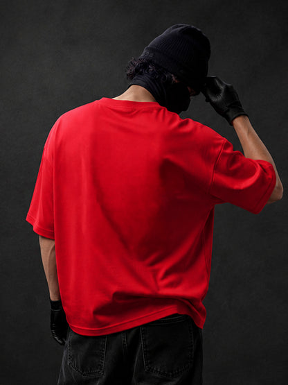 Leotude Men "Good Things Take Time" Red Oversized T-Shirt
