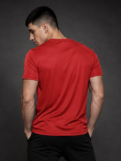 Leotude Men's "Train Insane" Printed T-Shirt — Red Gym Typography Tee