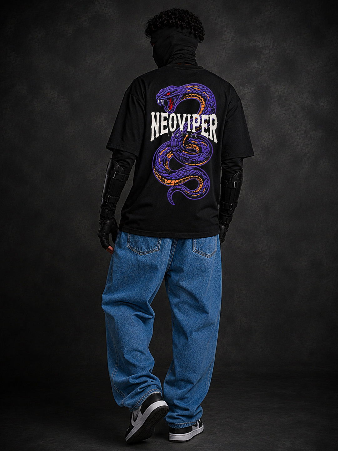 Leotude Men "Neoviper" Black Oversized T-Shirt