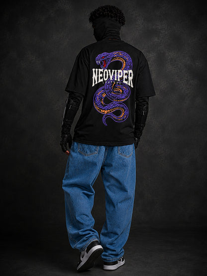 Leotude Men "Neoviper" Black Oversized T-Shirt