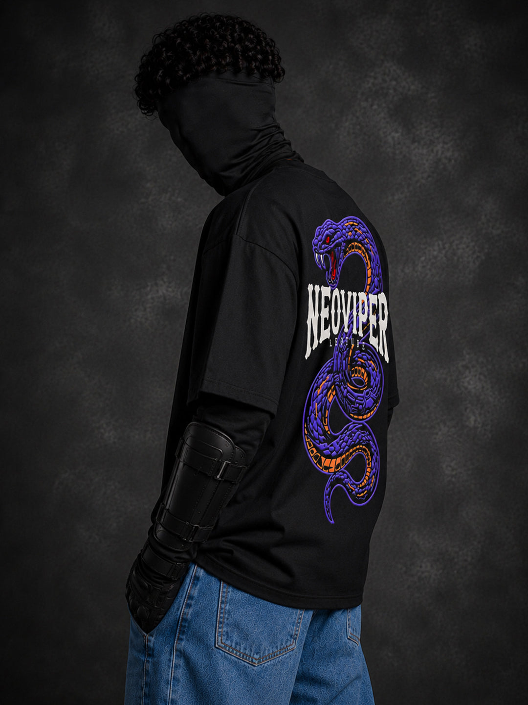 Leotude Men "Neoviper" Black Oversized T-Shirt