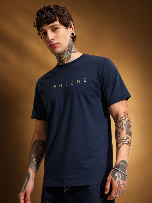 Leotude Men "Gold" Navy Blue T-Shirt
