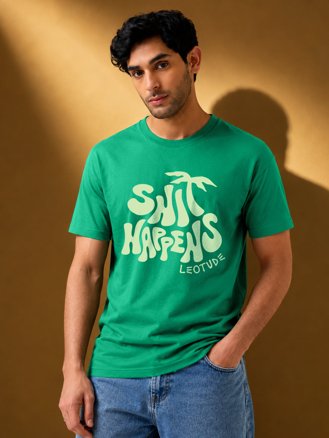 Leotude Men "Happens" Green T-Shirt