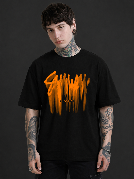 Leotude Men's "Someone" Printed Oversized T-Shirt — Black Streetwear Tee