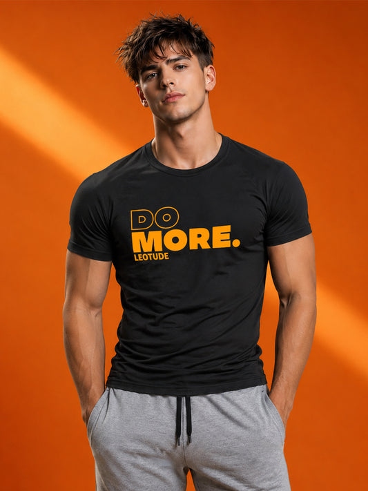 Leotude Black Do More Printed Regular Fit Tshirt for Men